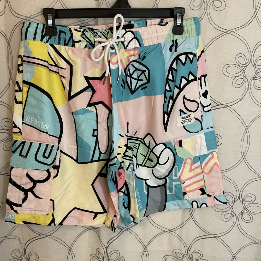 Men's Reason Brand Clothing Swim Trunk Graphic Short Size‎ Small